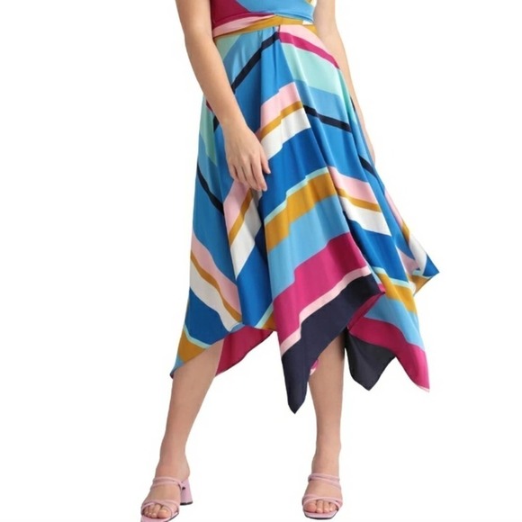 Maggy London Petite Midi Dress Stripes Chevron 6P - Picture 2 of 6